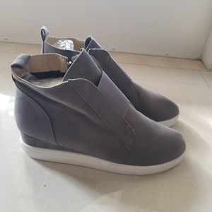 Eyelets Wedges Inner Height Zipper Booties Suede